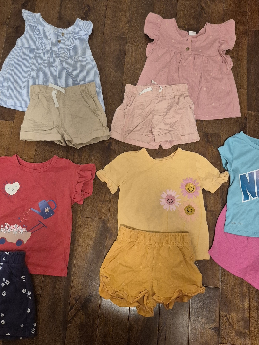Kids Yellow Daisy Tee and Mustard Ruffle Shorts Matching Set